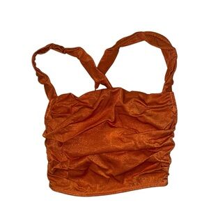 urban outfitters ella shine ruched bustier in burnt orange